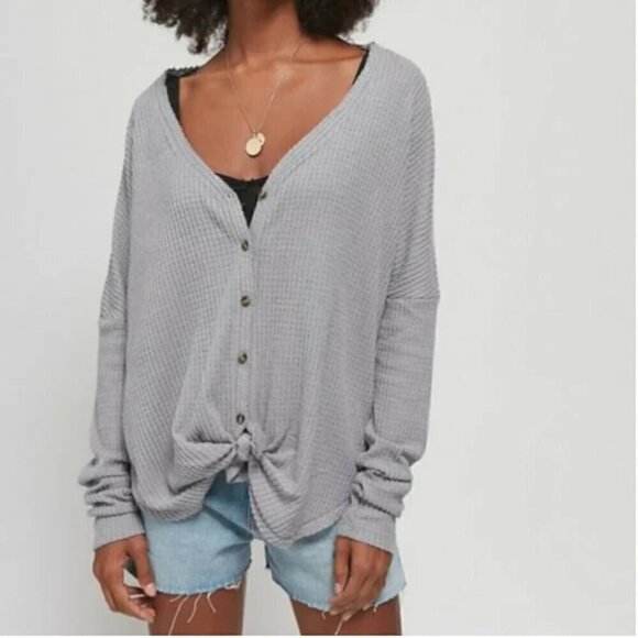 Urban Outfitters Tops - Urban Outfitters Out from Under Jojo Grey Oversized Thermal Top Small